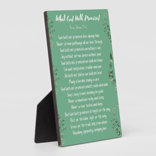 Wat God Heeft Beloofd (lichtgroen) Easel Plaque Fotoplaat (Zijkant)