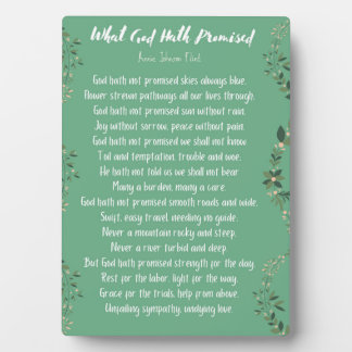 Wat God Heeft Beloofd (Lichtgroen) Easel Plaquette Fotoplaat