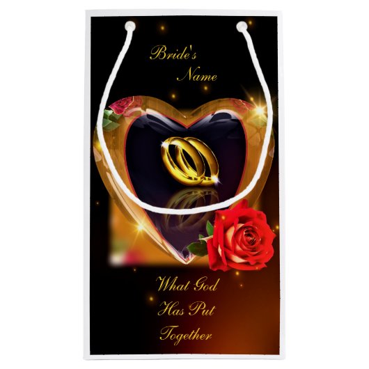 Wat God heeft samengesteld bruiloft (goud & zwart) Klein Cadeauzakje (Achterkant)