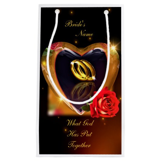 Wat God heeft samengesteld bruiloft (goud & zwart) Klein Cadeauzakje (Voorkant)