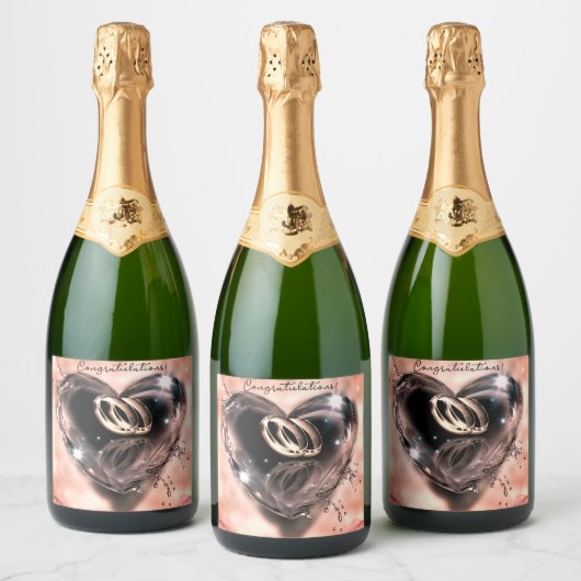 Wat God heeft samengesteld bruiloft (roze) Sparkling Wijnetiket (Flessen)