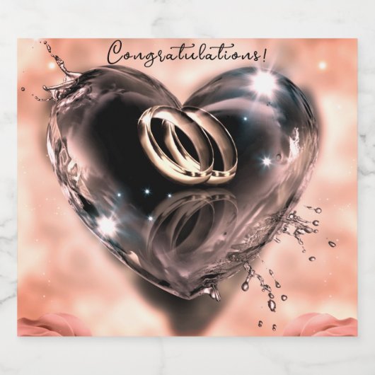 Wat God heeft samengesteld bruiloft (roze) Sparkling Wijnetiket (Enkel label)