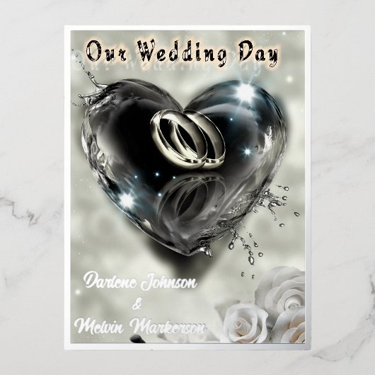 Wat God heeft Samengesteld Bruiloft (Zilver) Folie Uitnodiging Briefkaart (Voorkant)