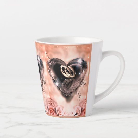 Wat God heeft samengesteld (roze roos) Latte Mok (Rechts)