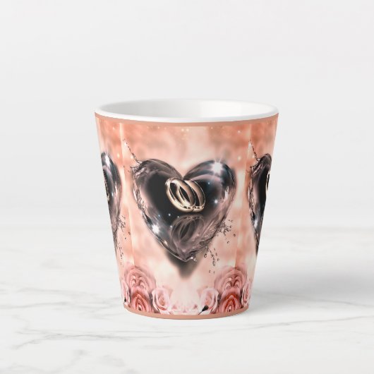 Wat God Samen Heeft Gebracht (Roze Roos) Latte Mok (Voorkant)