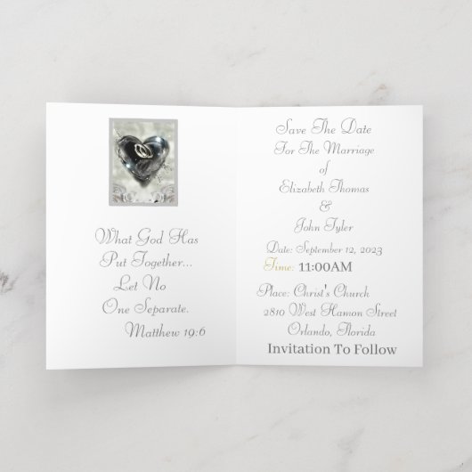 Wat God Samenvoegt Bewaar De Datum Folie Wenskaart (Binnenlaag)