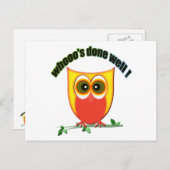 wat goed gedaan, schattige uil briefkaart (Voorkant / Achterkant)