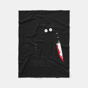 Wat_ Grappig Zwart Kat Shirt, Moorddadige Kat Wit Fleece Deken