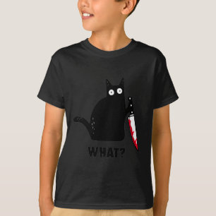 Wat_ Grappig Zwart Kat Shirt, Moorddadige Kat Wit T-shirt