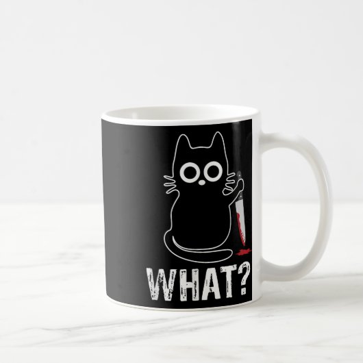 Wat_ - Grappige kat met mes grafisch ontwerp Koffiemok (Rechts)