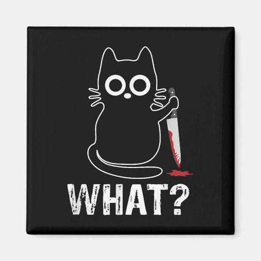 Wat_ - Grappige kat met mes grafisch ontwerp Magneet (Voorkant)