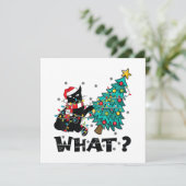 WAT Grappige zwarte kat sinterklaas duwen kerstboo Bedankkaart (Staand voorkant)
