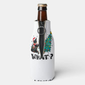 WAT Grappige zwarte kat sinterklaas duwen kerstboo Flesjeskoeler (Fles Achterkant)