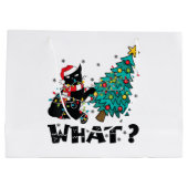 WAT Grappige zwarte kat sinterklaas duwen kerstboo Groot Cadeauzakje (Achterkant)