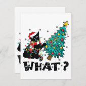 WAT Grappige zwarte kat sinterklaas duwen kerstboo Informatiekaartje (Voorkant / Achterkant)