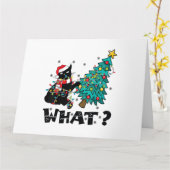 WAT Grappige zwarte kat sinterklaas duwen kerstboo Kaart (Gele Bloem)