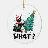 WAT Grappige zwarte kat sinterklaas duwen kerstboo Keramisch Ornament (Links)