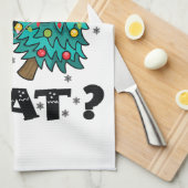 WAT Grappige zwarte kat sinterklaas duwen kerstboo Theedoek (Quarter Fold)