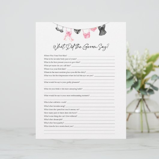 Wat Groom Say Lingerie Party Game (Staand voorkant)