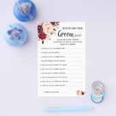 Wat Groom zegt Marsala Vrijgezellenfeest Game Card Flyer (Enkel)