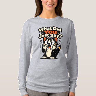 Wat Heb Je Net Gezegd? – Geschokte Kat Met Wijd Op T-shirt