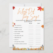 WAT HEBBEN ZE GEZEGD Baby shower Game Little Pumpk Kaart (Voorkant)