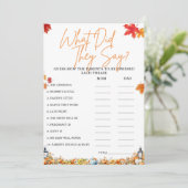 WAT HEBBEN ZE GEZEGD Baby shower Game Little Pumpk Kaart (Staand voorkant)