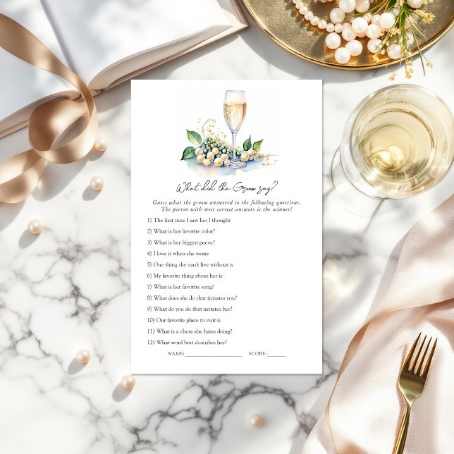 "Wat heeft de bruidegom gezegd?" Vrijgezellenfeest ("What Did the Groom Say?" Bridal Shower Game)