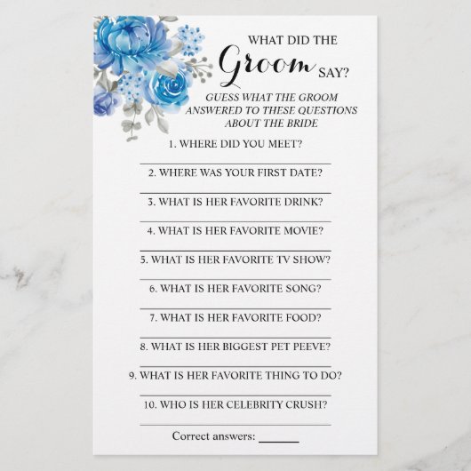 Wat heeft de Groom Say Vrijgezellenfeest Game Card Flyer (Voorkant)