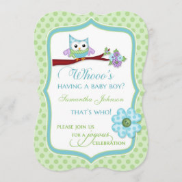 Wat heeft een BabyBoy? Owl Shower-uitnodiging Kaart