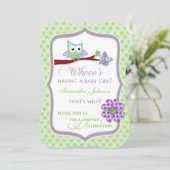 Wat heeft een babymeisje? Owl Shower-uitnodiging Kaart (Staand voorkant)