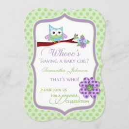 Wat heeft een babymeisje? Owl Shower-uitnodiging Kaart
