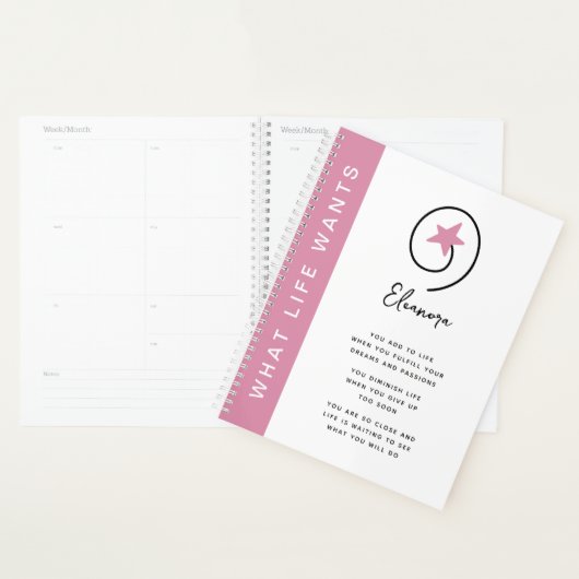 Wat het leven wil roze Motivatie quote Planner (Display)