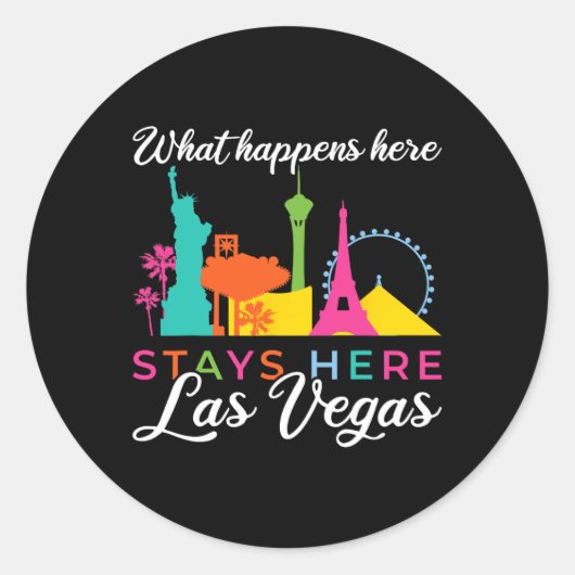 Wat hier gebeurt, blijft hier in Las Vegas Ronde Sticker (Voorkant)