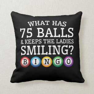 Wat houden 75 ballen Dames het glimlachen bingo Kussen