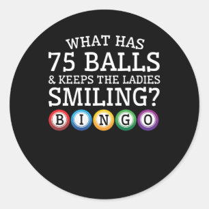 Wat houden 75 ballen Dames het glimlachen bingo Ronde Sticker