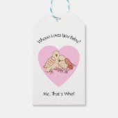 Wat houdt van je Baby? Cute Owls Valentijn Holiday Cadeaulabel (Voorkant)