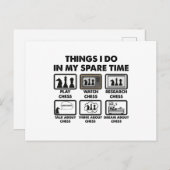 Wat ik doe in mijn vrije tijd, grappige schaakspel briefkaart (Voorkant / Achterkant)