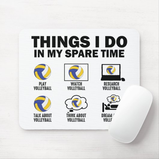 Wat ik doe in mijn vrije tijd volleybal grappig muismat (Met muis)