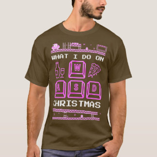 Wat ik doe op Kerstmis Spelen Pizza Wijn T-shirt