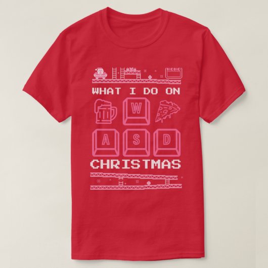 Wat ik doe op Kerstspelletjes Spielen Pizza Bier T-shirt (Design voorkant)