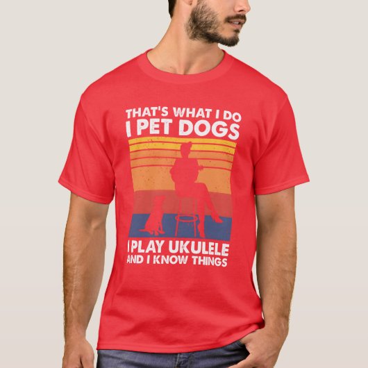 Wat ik doe Pet Dogs spelen Ukulele Vrouw Vrouw T-shirt (Voorkant)