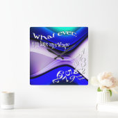 Wat ik ook ben, laat Abstract blauw Vierkante Klok (Huis)