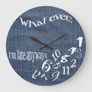 Wat ik ook ben, laat Denim Clock Grote Klok