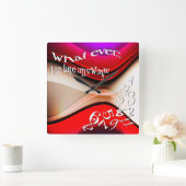 Wat ik ook ben Late Abstract Red en Paars Vierkante Klok (Huis)