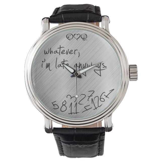 wat ik ook laat ben - modern zwart op zilver horloge (Voorkant)