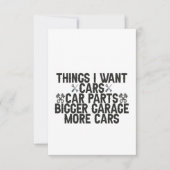 Wat ik wil dat auto's auto's deel uitmaken van een bedankkaart (Voorkant)
