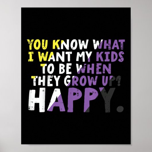 Wat ik wil dat mijn Kinderen gelukkig Nonbinary En Poster (Voorkant)