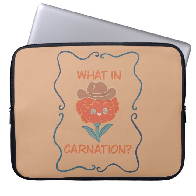 Wat in Anjer Grappige Cowboy Bloem Laptop Sleeve (Voorkant)