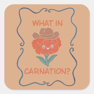 Wat in Anjer Grappige Cowboy Bloem Vierkante Sticker